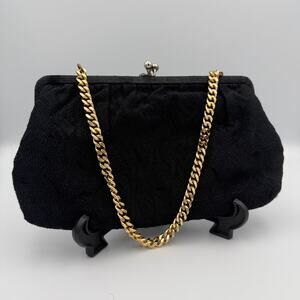 Vintage Clutch Jacquard Gold Chain 70s Vintage